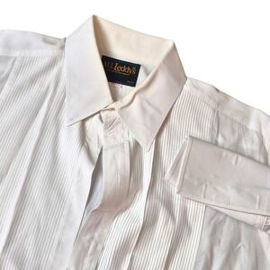 ML Leddys Texas Legend Tuxedo Shirt Long Sleeve White Pleated Stud Front Mens XL